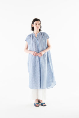 Striped shirt dress / Cotton twill pants