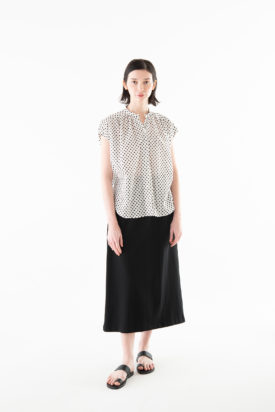 Dot print blouse / Cotton jersey skirt