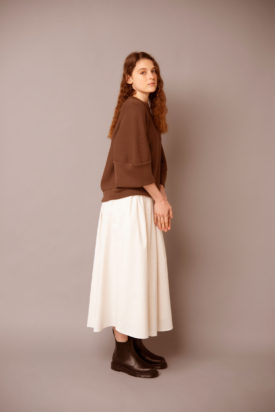 Wide sleeve knit / Cotton corduroy gathered skirt