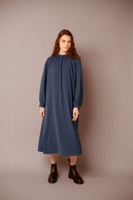 High neck gathered dress