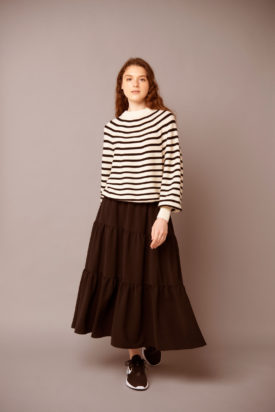 Wholegarment border knit / Tiered skirt
