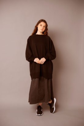 Big size cotton jersey pullover / Cotton corduroy gathered skirt