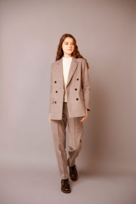 Tailored double jacket / Wholegarment knit / Straight trousers
