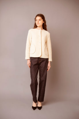 Knit jacket / Denim pants