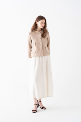 Milano rib knit jacket / Corduroy gathered skirt