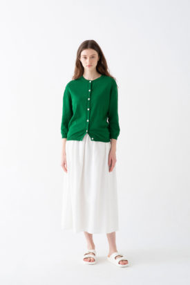 Cotton crew neck cardigan / Embroidered skirt