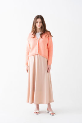Cotton cardigan / Tuck sleeve T-shirt / Twill skirt