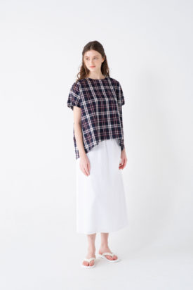 Tartan check blouse / Embroidered skirt