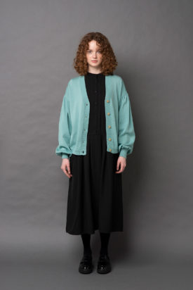 Gather sleeve cardigan / Twill pleated dress