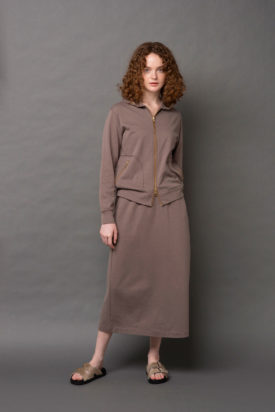 Zip hoodie / Jersey tight skirt