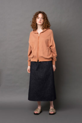 Zip hoodie / 11oz denim tight skirt