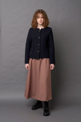 Wool knit jacket / Twill flare skirt