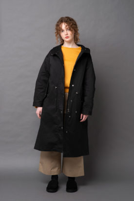 Mod coat-style coat / Gather sleeve knit  / Tc twill wide pants