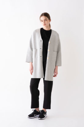 Milan rib long cardigan / Wide-sleeved t-shirt / Twill pants