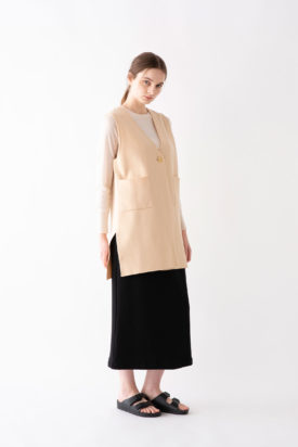 Milan rib gilet / Lyocell cotton tight skirt