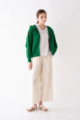 Zip hoodie / U-neck T-shirt / Twill washer semi-wide pants