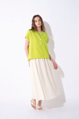 Parachute button blouse / Gathered skirt